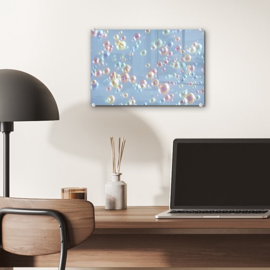 MuchoWow® Peinture sur verre 30x20 cm - Peinture sur verre acrylique - Bulles - Arc-en-ciel - Water - Photo sur verre - Peintures