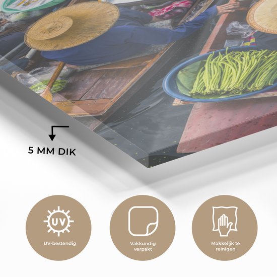 MuchoWow® Peinture sur Verre - Bangkok - Thaïlande - Marché - 80x120 cm - Peintures sur Verre Acrylique - Photo sur Glas