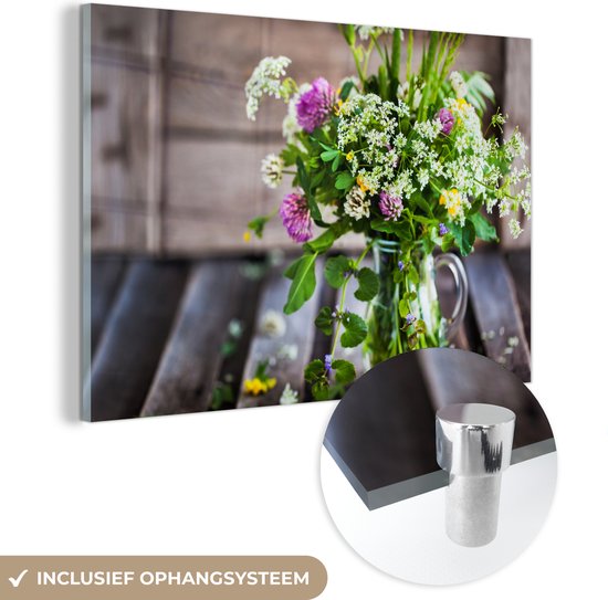 MuchoWow© Canvas Schilderij 120x80 cm Kamer Muur Schilderijen Decoratie Woonkamer Slaapkamer Room Decor Wall Decoration Art Painting Bloemen - Botanisch - Kunst - Roze - Natuur