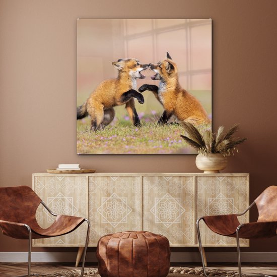 Peinture sur Verre - Vossen - Fleurs - Portrait - 90x90 cm - Peintures sur Verre Peintures - Photo sur Glas