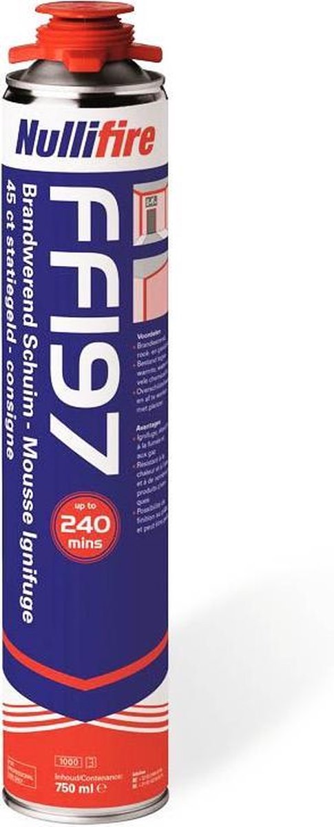 Nullifire FF197 Brandwerend Purschuim – 750ml – PU Schuim voor Bouw & Isolatie – Brandvertragend Isolatieschuim – Professionele Kwaliteit Pur voor Afdichten & Opvullen