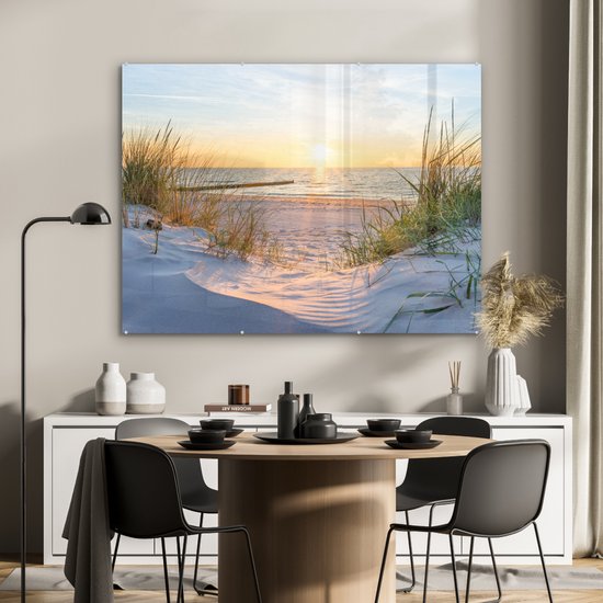 Peinture sur verre - Feuille acrylique - Mer - Dunes - Paysage - Peinture sur verre - Photo sur verre - Verre acrylique - Décoration chambre - Décoration Décoration murale - 120x90 cm - Peintures salon