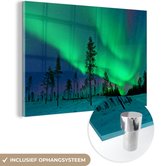 Northern Lights over Sweden Glas 90x60 cm - Tirage photo sur Glas (décoration murale en plexiglas)