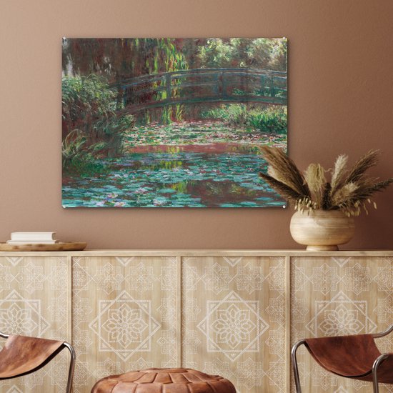 MuchoWow® Peinture sur verre 80x60 cm - Peinture sur verre acrylique - Étang aux Water - Peinture de Claude Monet - Photo sur verre - Peintures