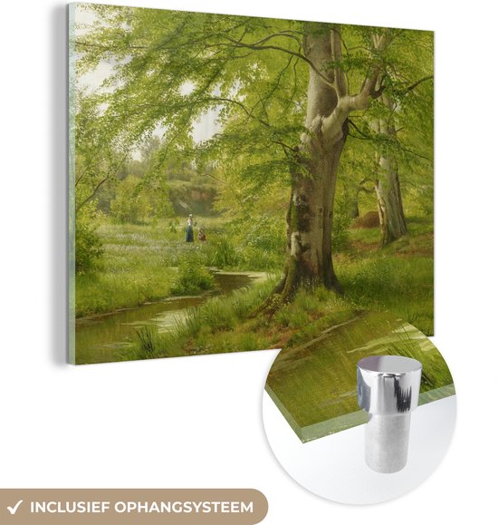 MuchoWow® Peinture sur verre 80x60 cm - Peinture sur verre acrylique - Forêt de hêtres au début de l'été - Peinture d' Anders Andersen- Lundby - Photo sur verre - Peintures