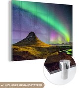 MuchoWow® Glasschilderij 120x90 cm - Schilderij acrylglas - Aurora - Noorderlicht - Nacht - Foto op glas - Schilderijen