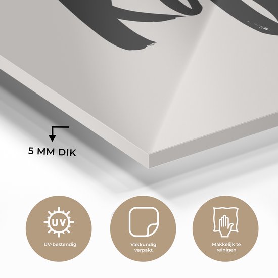 MuchoWow® Peinture sur verre 90x60 cm - Peinture acrylique sur verre - Café - Taupe - Citation - Photo sur verre - Peintures