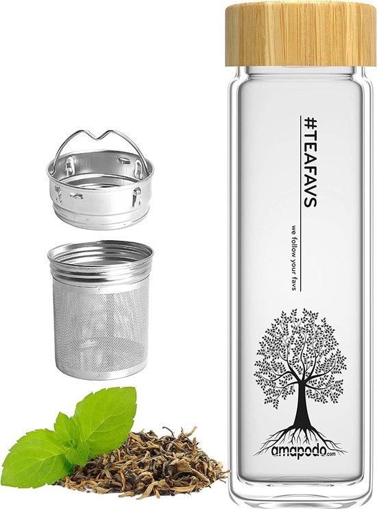 Babyflesje - Teeflasche 400ml with Sieb and Deckel bambus