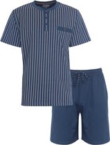 Paul Hopkins Heren Shortama - Pyjama Set - Gestreept - Blauw - Maat L
