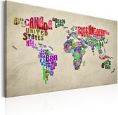 Schilderij - Wereldkaart , Wereldreis in kleur