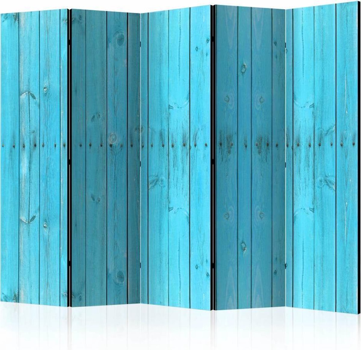 Vouwscherm / Kamerscherm - Blauwe planken 225x172cm , gemonteerd geleverd, dubbelzijdig geprint