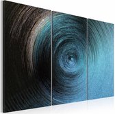 Schilderij - Het oog van de cycloon, blauw , 3 luik