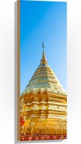 Hout - Boeddhistische Wat Phrathat Doi Suthep Tempel Vol met Gouden Versieringen - 30x90 cm - 9 mm dik - Foto op Hout (Met Ophangsysteem)