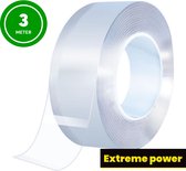 Ruban adhésif double face - Extra fort - Gekko tape - Nano Tape - Accrochage sans Embouts - Réutilisable - Transparent - Ruban adhésif - Ruban de montage - Magic Tape - 3 mètres - 3cm