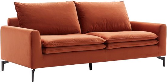 Driezitsbank in terracotta fluweel ISENA L 211 cm x H 84 cm x D 93 cm