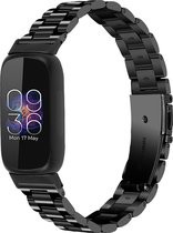 Stalen Smartwatch bandje - Geschikt voor Fitbit Inspire 3 stalen bandje - zwart - Strap-it Horlogeband / Polsband / Armband