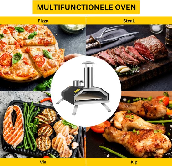 Bolture Pizza Oven Buiten - Houtgestookte Pizza Oven Tot 300ºC - Pizzasteen - RVS - Inclusief Pizzaspatel van bolture — afbeelding 3