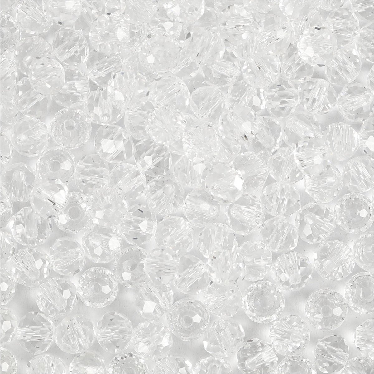 Facet Kralen, afm 3x4 mm, gatgrootte 0,8 mm, kristal, 100 stuk/ 1 doos