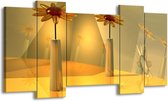 GroepArt - Schilderij - Bloem - Geel, Oranje - 120x65 5Luik - Foto Op Canvas - GroepArt 6000+ Schilderijen 0p Canvas Art Collectie - Wanddecoratie