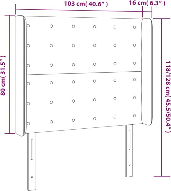 vidaXL Tête de lit LED Velours Gris clair 103x16x118/128 cm