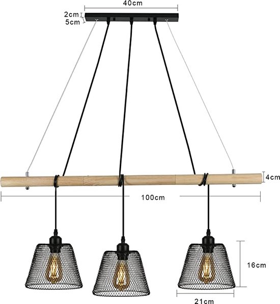 Rétro Suspension Luminaire Industriel Barre de 3 Lampe, Lustre