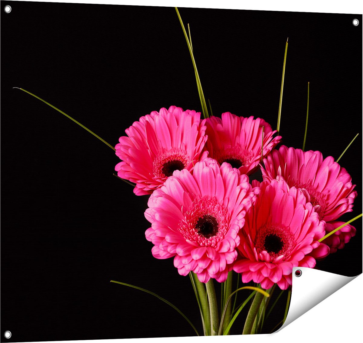 Gards Tuinposter Roze Gerbera Bloemen - 100x80 cm - Tuindoek - Tuindecoratie - Wanddecoratie buiten - Tuinschilderij Multikleur