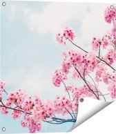 Gards Tuinposter Roze Bloesemboom - Bloemen - 60x60 cm - Tuindoek - Tuindecoratie - Wanddecoratie buiten - Tuinschilderij