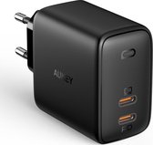 AUKEY Omnia Duo Dual USB-C Oplader Power Delivery 65W 3.25A - Zwart
