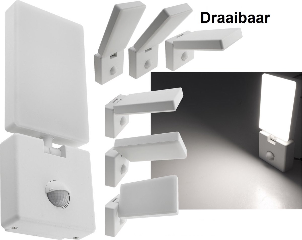 Buitenlamp met Bewegingssensor PORTAO – Tuinverlichting 4000K – Buitenverlichting met IP44 - Muurlamp/Wandlamp 1000lm – Wit