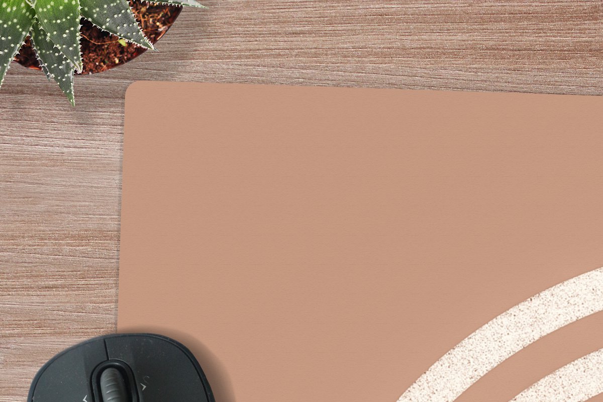 Muismat XXL 120x80 cm - Bureau onderlegger - Bureau mat Abstract - Kunst - Regenboog - Wit - Bruin - Bureaumat - Gaming mousepad xl - Bureaulegger groot - Computer deskmat