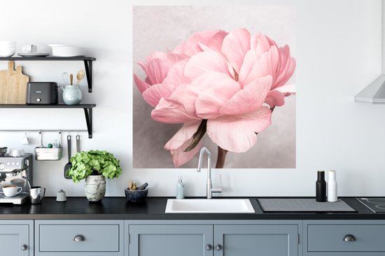 Stickers muraux - Film autocollant - Fleurs - Rose - Nature - Plante - 100x100 cm - Film adhésif - Stickers muraux Chambre d'enfant - Papier peint autocollant XXL