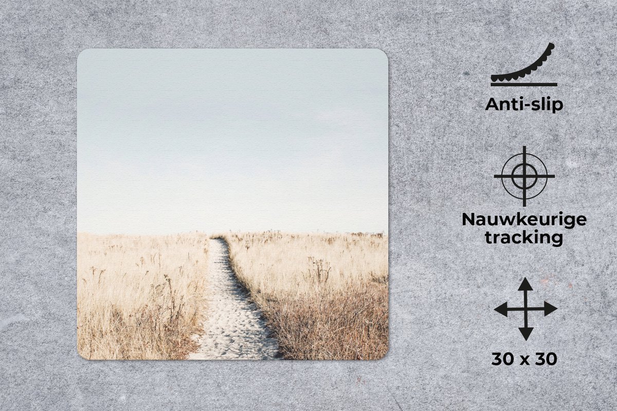 Muismat 30x30 cm - Mousepad Pad - Zand - Planten - Natuur - Muismatten
