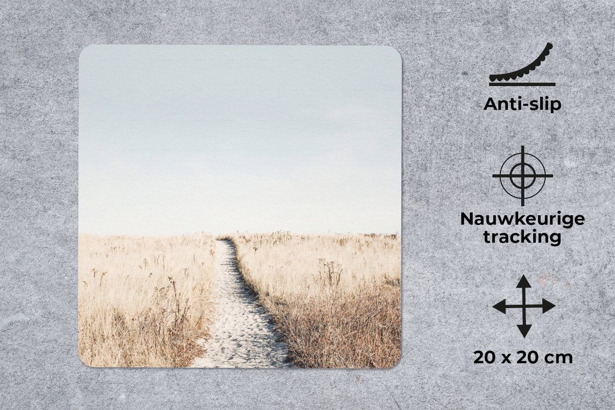 Muismat 20x20 cm - Mousepad Pad - Zand - Planten - Natuur - Muismatten