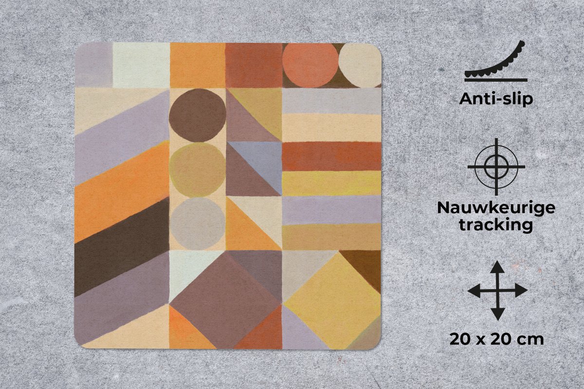 Muismat 20x20 cm - Mousepad Geometrie - Vormen - Kleuren - Pastel - Muismatten