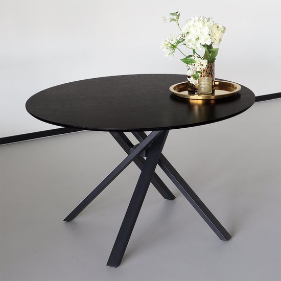 Foto: Eettafel rond ronsi antoinette zwart 120cm ronde tafel