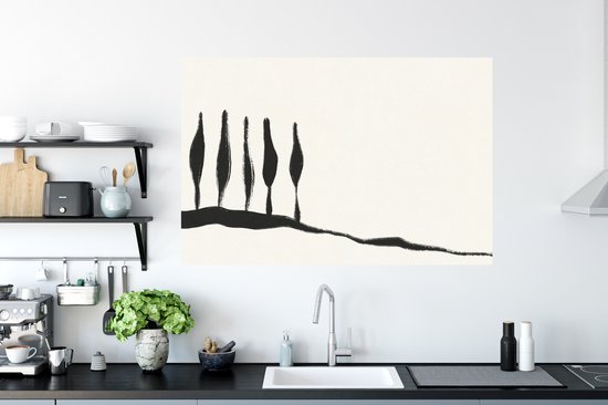 Stickers muraux - Film autocollant - Paysage - Abstrait - Zwart - Wit - 120x80 cm - Film adhésif - Stickers muraux chambre d'enfant - Papier peint autocollant - Papier peint autocollant - Film autocollant