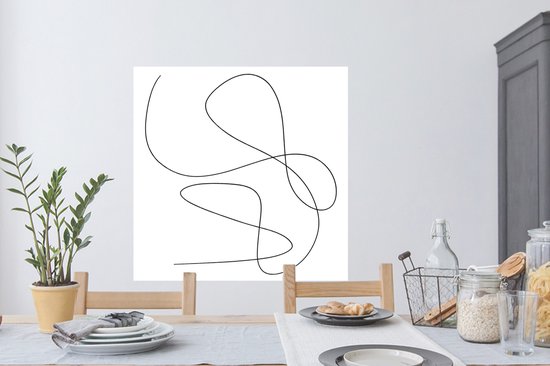 Muurstickers - Sticker Folie - Line art - Minimalisme - Abstract - 100x100 cm - Plakfolie - Muurstickers Kinderkamer - Zelfklevend Behang XXL - Zelfklevend behangpapier - Stickerfolie