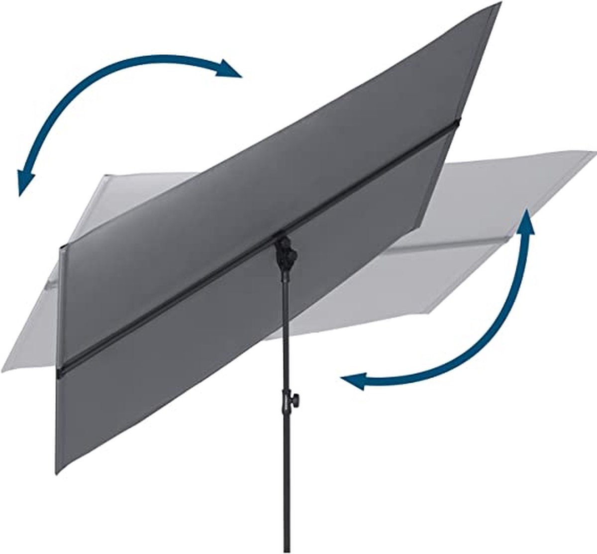 Hoberg Rechthoekige parasol | kantelbaar, 360° draaibaar | balkonscherm, zon- en inkijkbescherming voor terras | UV-beschermingsfactor 50 [ca. 130 x 180 cm], antraciet, 130 cm x 180 cm - Hoberg