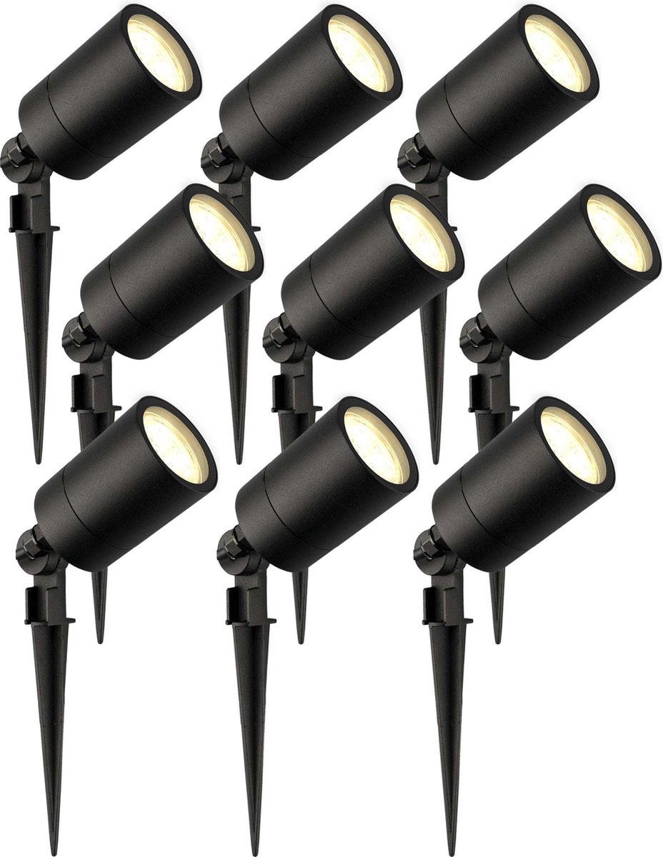Ledvion - 9X LED Prikspots - 2700K - Zwart - 5W - IP65