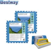 Bestway - Zwembad tegels - 50 cm x 50 cm - 4m² - 16 tegels & WAYS scrubborstel