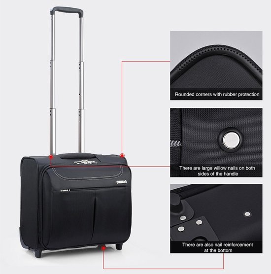 Luxe 16 Inch Zakelijke Reizen Carry-On Bagage Boarding Laptop Koffer Trolley Case Rollende Wielen Met Anti Diefstal Wachtwoord Slot