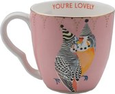 Yvonne Ellen London animal magic - mok - parkiet - porselein - 400ml - "You're Lovely" - vogels