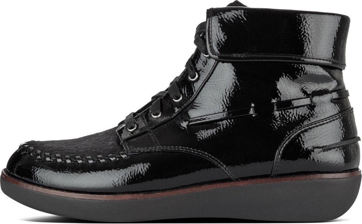 FitFlop - Gianini Lace-Up Faux-Pony/Crinckle Patent Bootie/Boot - Schoenen  met rits | bol.com