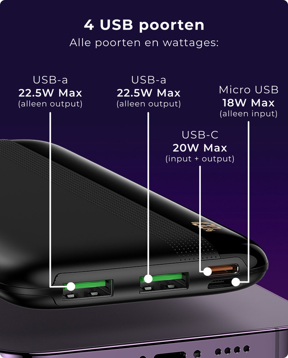 OMARS Batterie Externe Charge Rapide 10000mAh - USB C 18W PD 2.0 Entrée &  Sortie - USB A Quick Charge 3.0 Power Bank pour iPhone X 8 - Cdiscount  Téléphonie