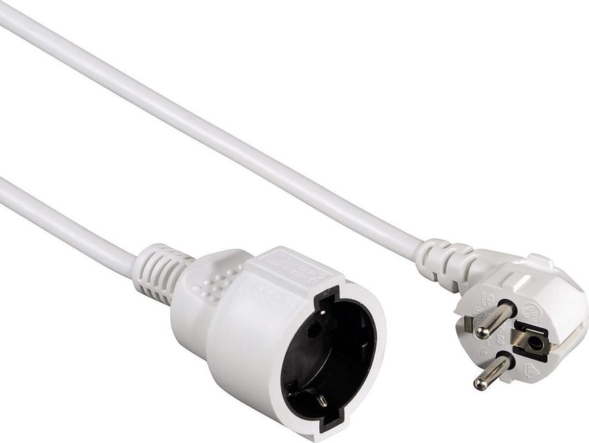 Hama ''Profi'' Extension Cable with Earth Contact, 2 m, white 2m Wit electriciteitssnoer
