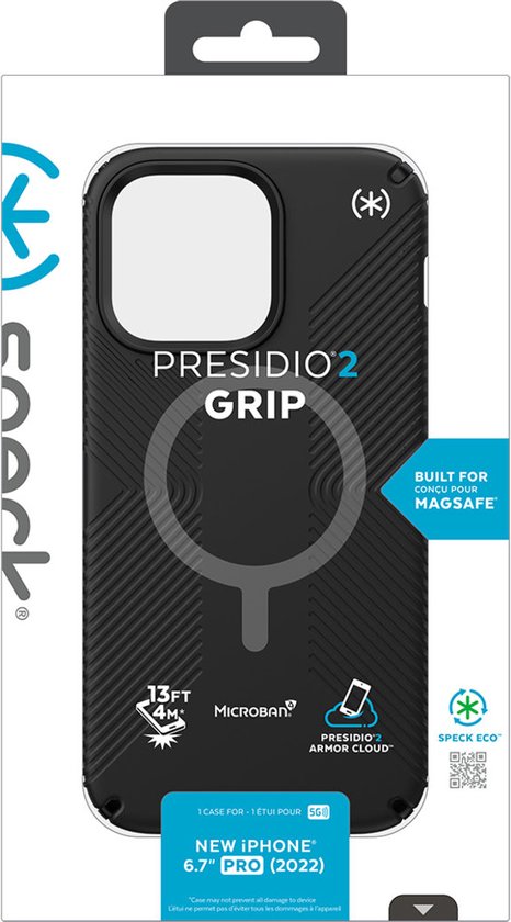 Speck Presidio2 Grip Apple iPhone 14 Pro Max Hoesje MagSafe Zwart