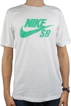 Nike SB Logo Tee 821946-103, Mannen, Wit, T-shirt maat: M