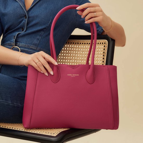 Gusti handtas van leer - Roze schoudertas voor dames, vintage bruin leer