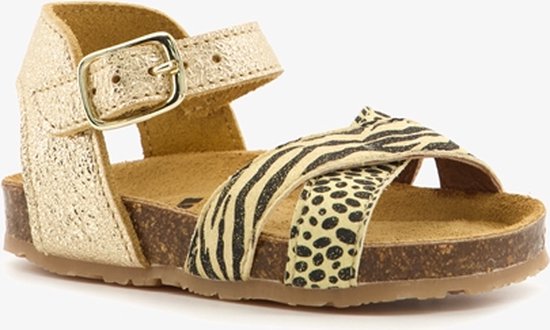 Groot leren meisjes sandalen goud zebraprint - Maat 24 | bol.com