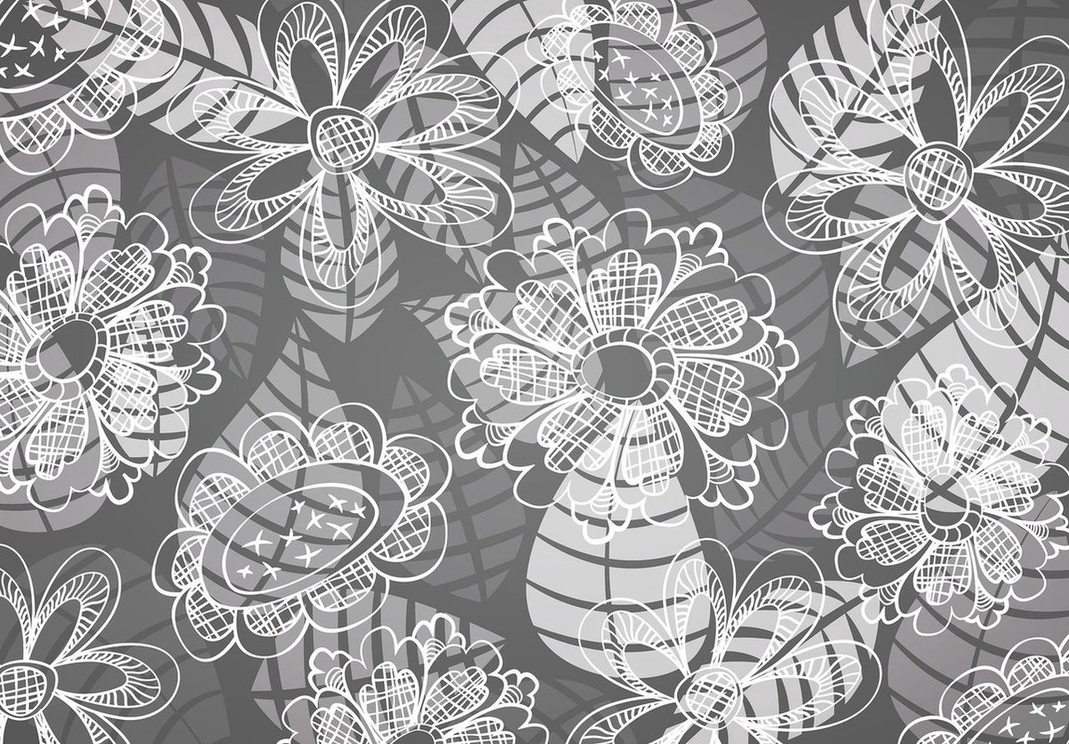 Fotobehang - Vlies Behang - Bladeren en Bloemen Kunst - 416 x 290 cm
